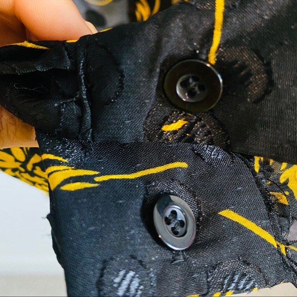 Vintage Black & Gold Sheer Polka Dot & Floral Print Blouse Size M - Picture 7 of 9